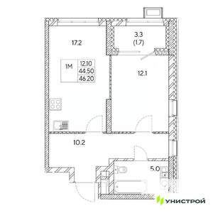 1-к квартира, вторичка, 46м2, 14/31 этаж