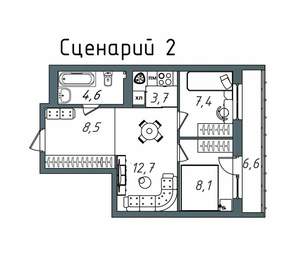 1-к квартира, вторичка, 52м2, 19/20 этаж