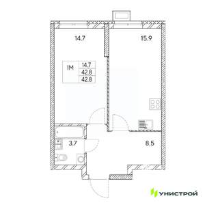 1-к квартира, вторичка, 43м2, 5/31 этаж