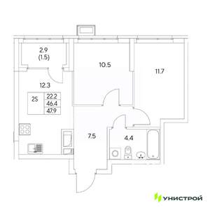 2-к квартира, вторичка, 48м2, 11/31 этаж