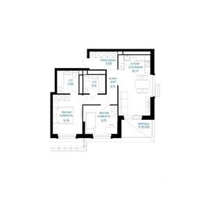 2-к квартира, строящийся дом, 63м2, 24/30 этаж