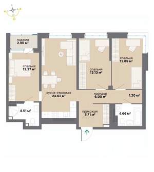 3-к квартира, вторичка, 86м2, 20/26 этаж