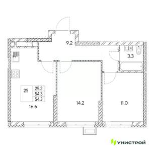 2-к квартира, вторичка, 54м2, 17/31 этаж