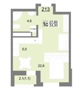 Студия квартира, вторичка, 33м2, 24/26 этаж