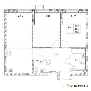 2-к квартира, вторичка, 69м2, 11/31 этаж