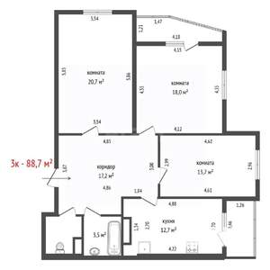 3-к квартира, вторичка, 89м2, 5/25 этаж