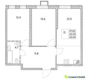 2-к квартира, вторичка, 65м2, 15/30 этаж