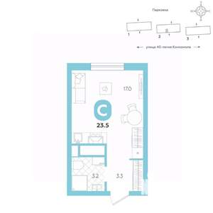 Студия квартира, вторичка, 24м2, 3/20 этаж
