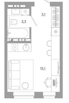 Студия квартира, вторичка, 22м2, 8/12 этаж
