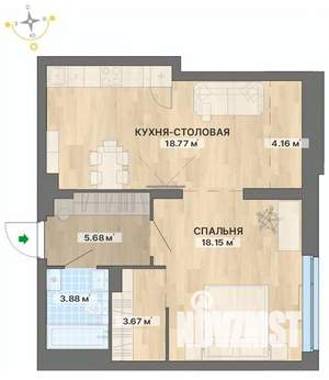 1-к квартира, вторичка, 54м2, 3/30 этаж