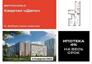 2-к квартира, сданный дом, 64м2, 9/9 этаж