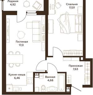 2-к квартира, вторичка, 52м2, 3/25 этаж