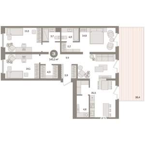 3-к квартира, вторичка, 143м2, 2/9 этаж