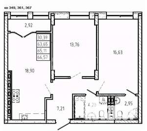 2-к квартира, вторичка, 67м2, 19/22 этаж