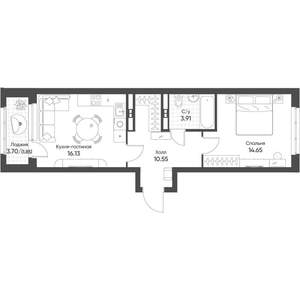 1-к квартира, строящийся дом, 47м2, 12/16 этаж