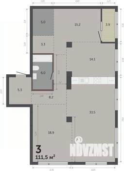 3-к квартира, вторичка, 112м2, 11/15 этаж