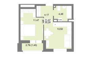 1-к квартира, вторичка, 35м2, 11/22 этаж
