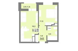 1-к квартира, вторичка, 38м2, 17/26 этаж