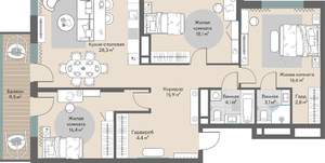 3-к квартира, вторичка, 113м2, 17/28 этаж