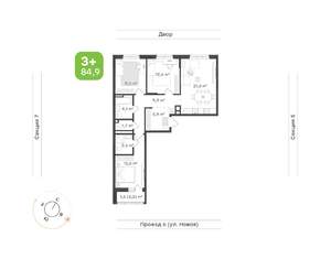 3-к квартира, вторичка, 85м2, 3/17 этаж