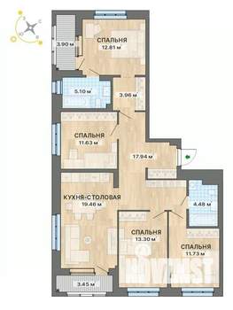 4-к квартира, вторичка, 108м2, 3/15 этаж
