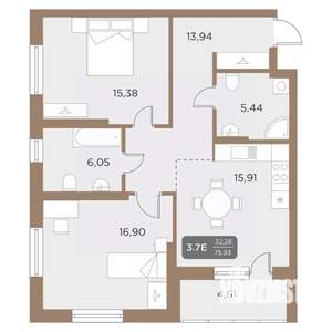 3-к квартира, вторичка, 76м2, 14/24 этаж