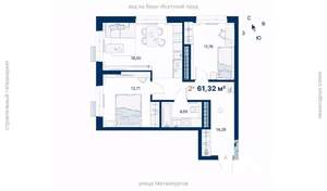 2-к квартира, вторичка, 61м2, 25/31 этаж