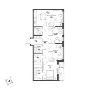 3-к квартира, вторичка, 83м2, 3/15 этаж