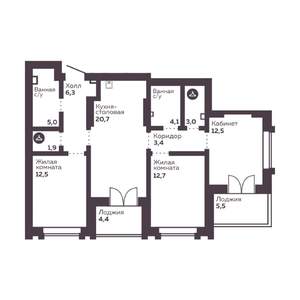2-к квартира, вторичка, 82м2, 29/30 этаж