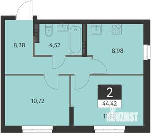 2-к квартира, вторичка, 44м2, 17/17 этаж