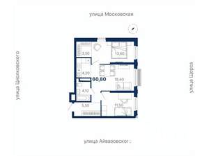 2-к квартира, вторичка, 61м2, 16/30 этаж