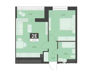 1-к квартира, сданный дом, 38м2, 5/16 этаж