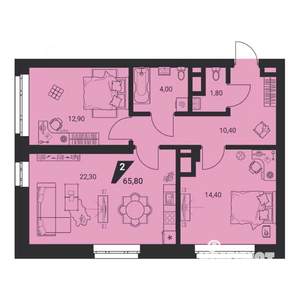 3-к квартира, вторичка, 65м2, 2/25 этаж