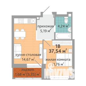 1-к квартира, вторичка, 38м2, 7/25 этаж