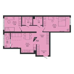 2-к квартира, вторичка, 79м2, 2/31 этаж