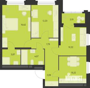 3-к квартира, вторичка, 70м2, 16/22 этаж