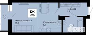 Студия квартира, строящийся дом, 30м2, 2/25 этаж