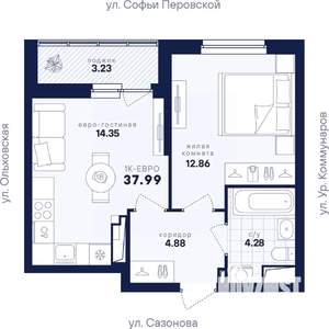 1-к квартира, вторичка, 38м2, 16/17 этаж