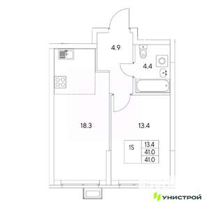 1-к квартира, вторичка, 41м2, 3/31 этаж