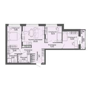3-к квартира, вторичка, 89м2, 26/29 этаж