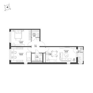 2-к квартира, вторичка, 72м2, 11/15 этаж