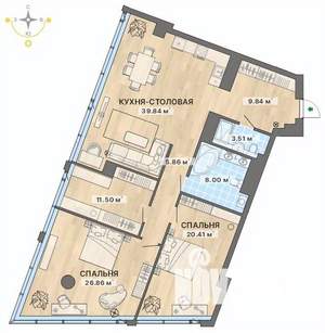 2-к квартира, строящийся дом, 126м2, 19/27 этаж