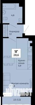 Студия квартира, строящийся дом, 29м2, 2/25 этаж