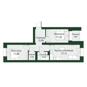 2-к квартира, вторичка, 53м2, 2/4 этаж
