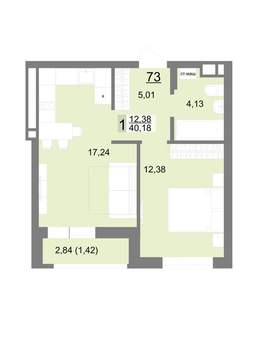 1-к квартира, вторичка, 40м2, 9/22 этаж