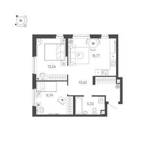 2-к квартира, вторичка, 60м2, 1/24 этаж