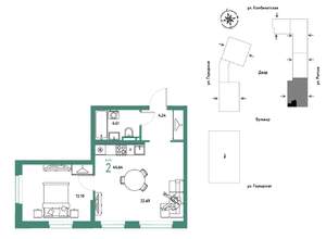 2-к квартира, строящийся дом, 45м2, 14/24 этаж