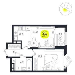 2-к квартира, вторичка, 43м2, 11/27 этаж