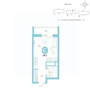 Студия квартира, вторичка, 29м2, 7/20 этаж