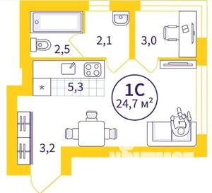 Студия квартира, вторичка, 25м2, 15/20 этаж